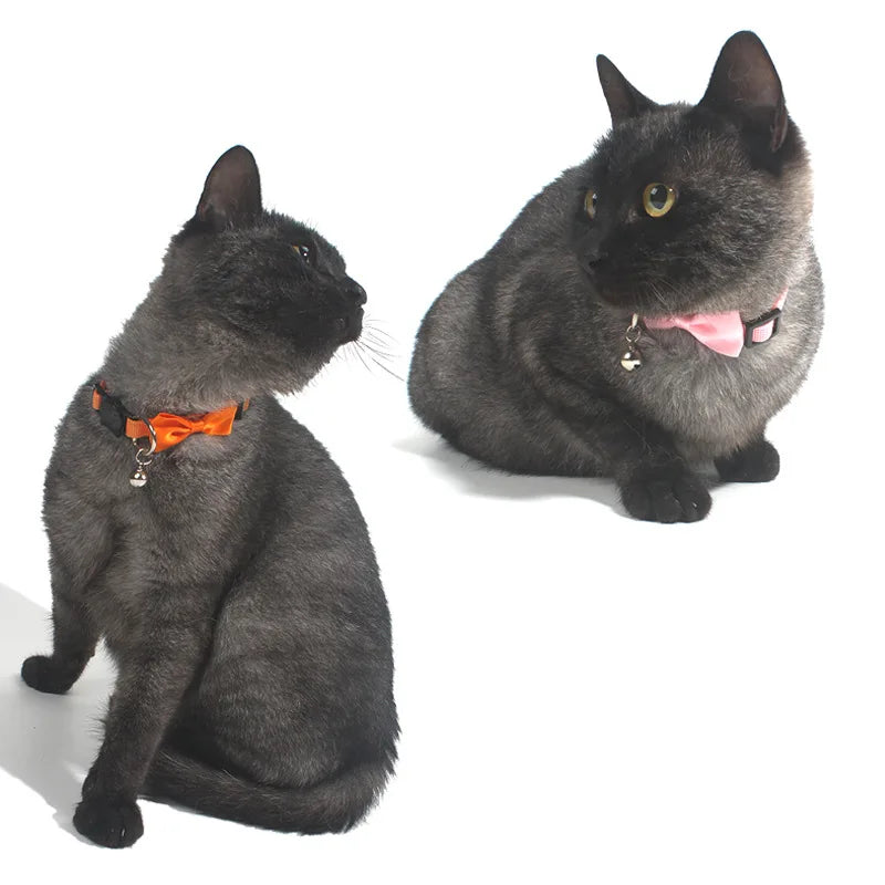 Charming Multicolor Adjustable Cat Bow Bell Collars - Safe and Stylish Pet Accessories