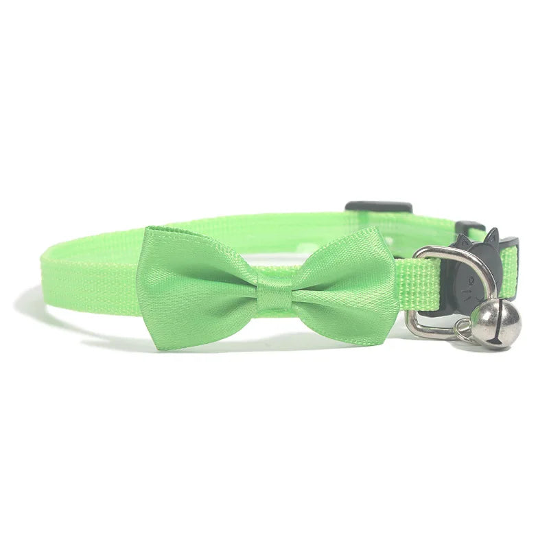Charming Multicolor Adjustable Cat Bow Bell Collars - Safe and Stylish Pet Accessories