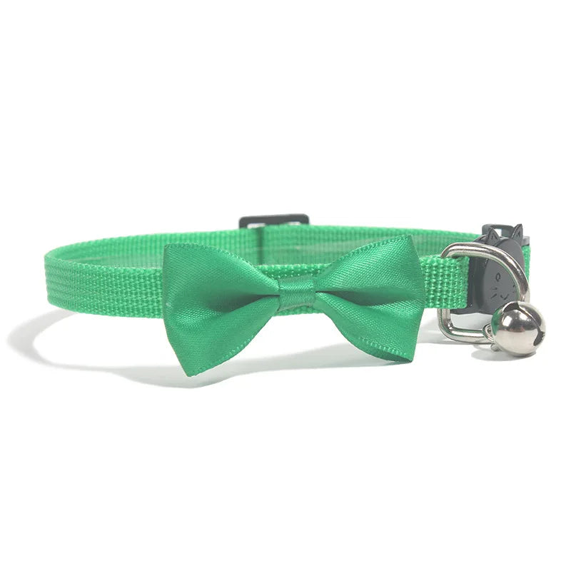 Charming Multicolor Adjustable Cat Bow Bell Collars - Safe and Stylish Pet Accessories