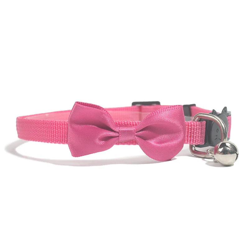 Charming Multicolor Adjustable Cat Bow Bell Collars - Safe and Stylish Pet Accessories