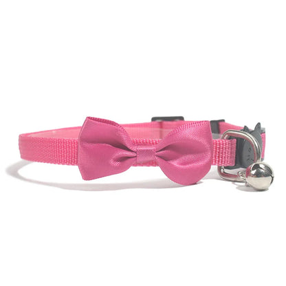 Charming Multicolor Adjustable Cat Bow Bell Collars - Safe and Stylish Pet Accessories