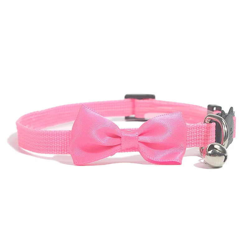 Charming Multicolor Adjustable Cat Bow Bell Collars - Safe and Stylish Pet Accessories