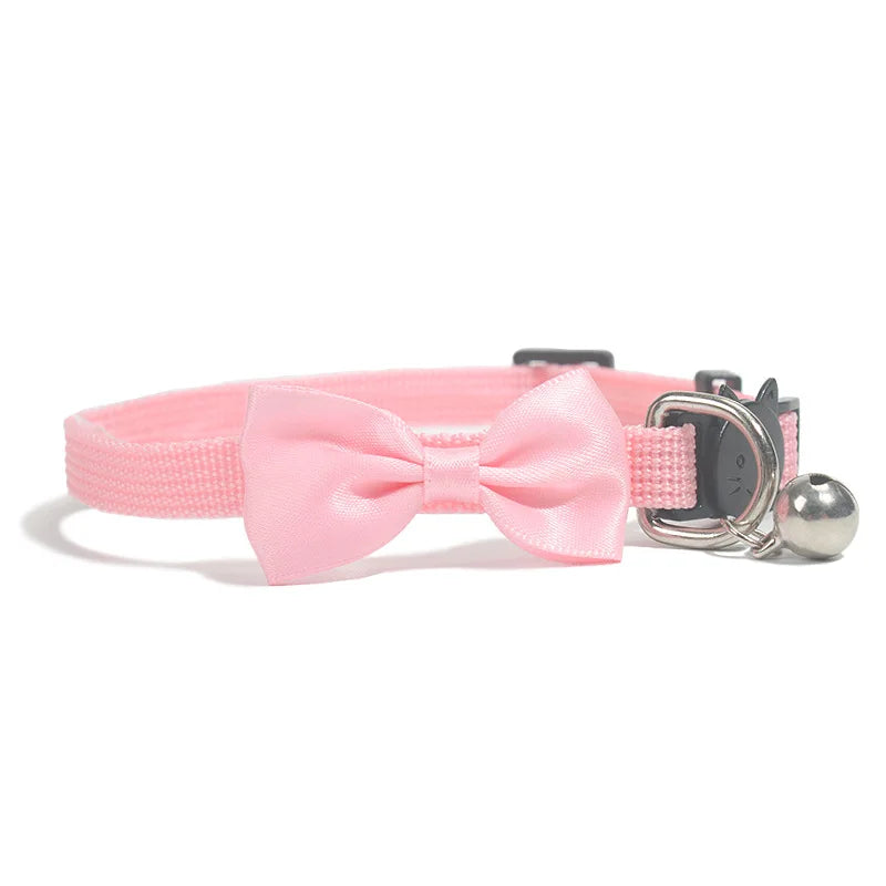 Charming Multicolor Adjustable Cat Bow Bell Collars - Safe and Stylish Pet Accessories