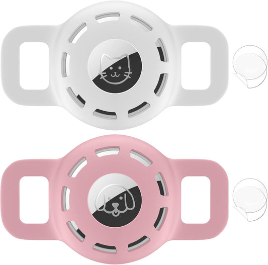 Premium AirTag Holder for Small Pets - 2 Pack Silicone Cat Collar Protectors for Apple AirTag