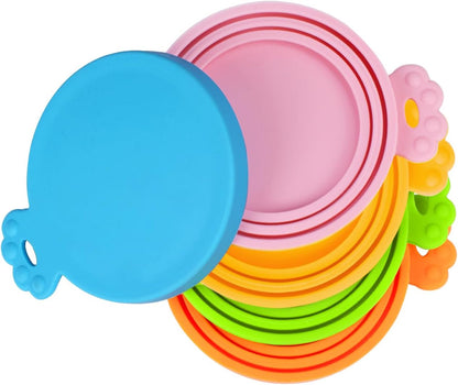 Brighten Mealtime with the 5-Pack Vibrant Silicone Pet Can Covers – Universal Fit for All Your Pet Food Needs, BPA Free & Dishwasher Safe!