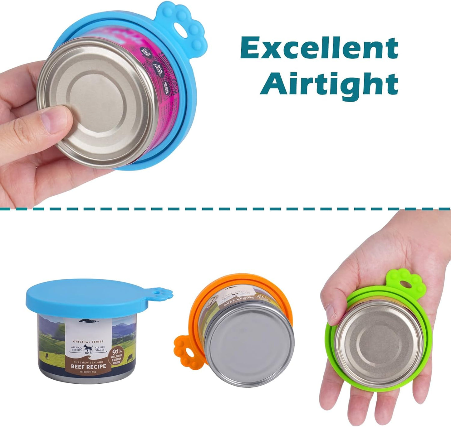 Brighten Mealtime with the 5-Pack Vibrant Silicone Pet Can Covers – Universal Fit for All Your Pet Food Needs, BPA Free & Dishwasher Safe!