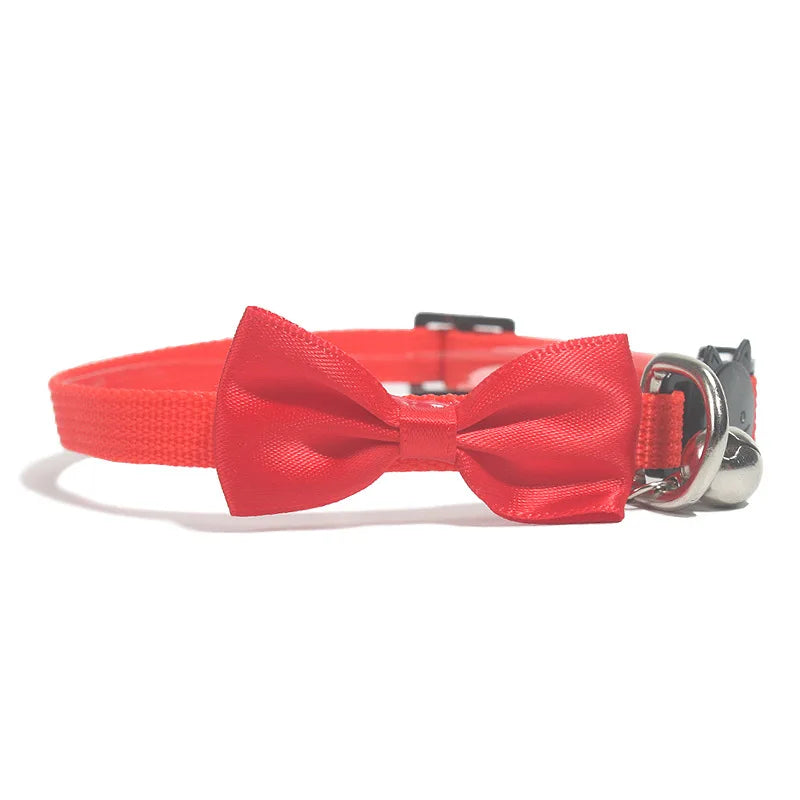 Charming Multicolor Adjustable Cat Bow Bell Collars - Safe and Stylish Pet Accessories