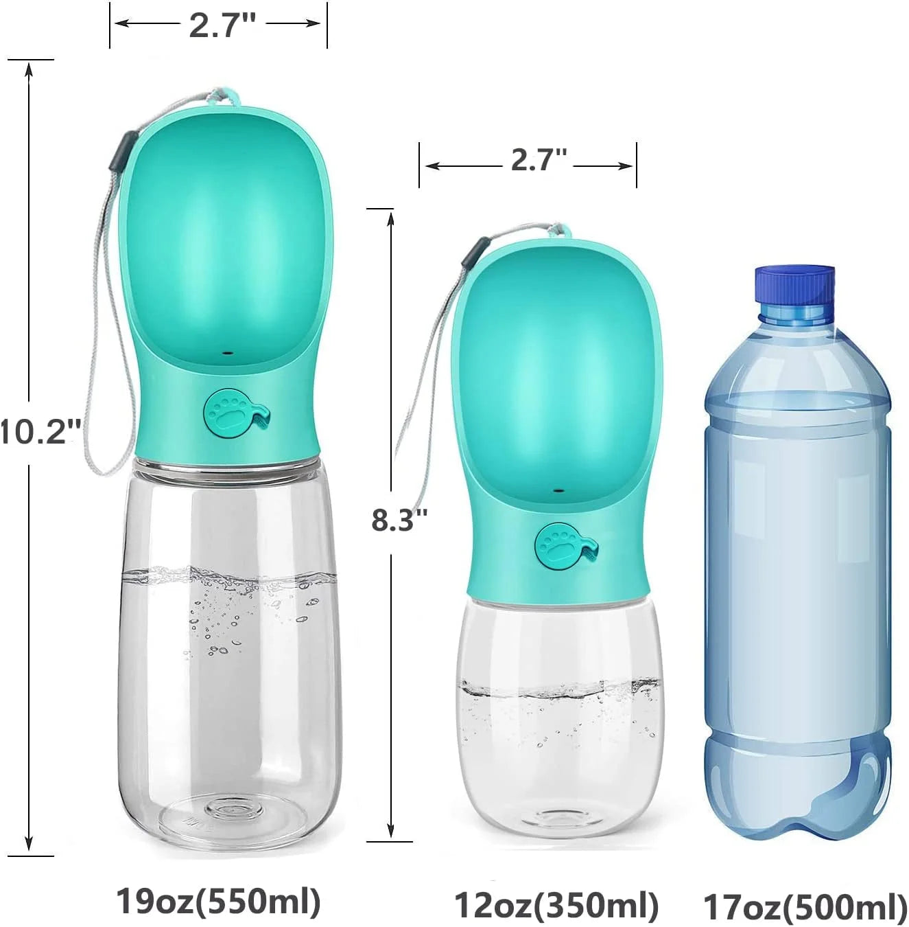 Ultimate 12Oz Leakproof Dog Water Bottle - Portable Puppy Dispenser for Outdoor Adventures - Food Grade Plastic in Blue