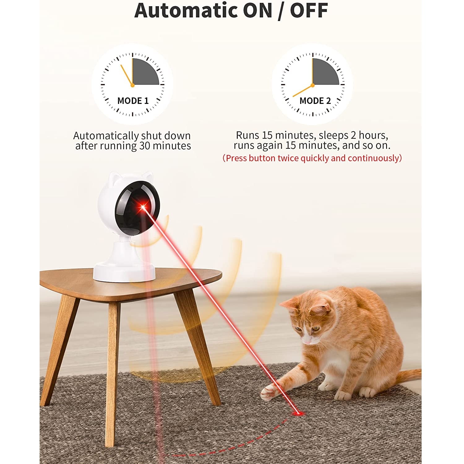 Engaging Automatic Laser Cat Toy - Interactive Fun for Cats and Kittens with Adjustable Speed Modes and USB Rechargeable Features
