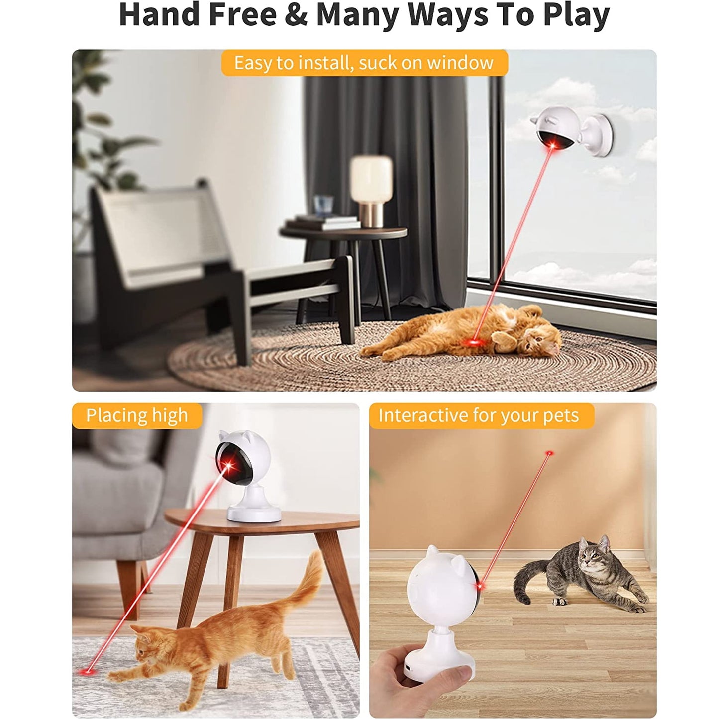 Engaging Automatic Laser Cat Toy - Interactive Fun for Cats and Kittens with Adjustable Speed Modes and USB Rechargeable Features